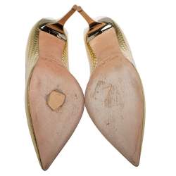Pre Owned Jimmy Choo Gold Leather Pointed Toe Pumps Size 37