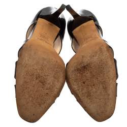 Pre Owned Jimmy Choo Black Patent Leather Private Peep Toe Sandals Size 39