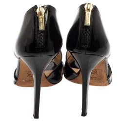 Pre Owned Jimmy Choo Black Patent Leather Private Peep Toe Sandals Size 39