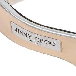 Pre Owned Jimmy Choo Silver Leather Studded Sandals Size 35