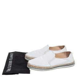 Pre Owned Jimmy Choo White Patent Leather Dawn Espadrille Loafers Size 38.5