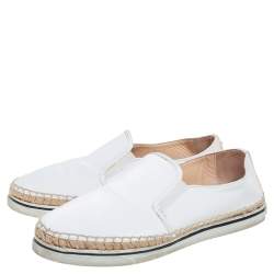Pre Owned Jimmy Choo White Patent Leather Dawn Espadrille Loafers Size 38.5
