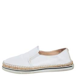 Pre Owned Jimmy Choo White Patent Leather Dawn Espadrille Loafers Size 38.5