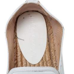 Pre Owned Jimmy Choo White Patent Leather Dawn Espadrille Loafers Size 38.5