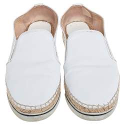 Pre Owned Jimmy Choo White Patent Leather Dawn Espadrille Loafers Size 38.5