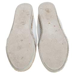 Pre Owned Jimmy Choo White Patent Leather Dawn Espadrille Loafers Size 38.5