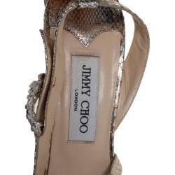 Jimmy Choo Gold Snakeskin Open Toe Sandals Size 39.5