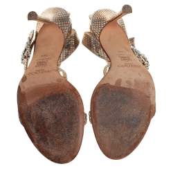 Jimmy Choo Gold Snakeskin Open Toe Sandals Size 39.5