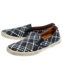 Jimmy Choo Blue Demi Woven Leather Slip-on Sneakers Size 39.5