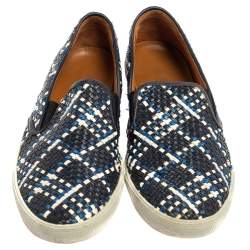 Jimmy Choo Blue Demi Woven Leather Slip-on Sneakers Size 39.5