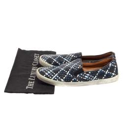 Jimmy Choo Blue Demi Woven Leather Slip-on Sneakers Size 39.5