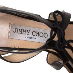 Pre Owned Jimmy Choo Beige/Black Leather and Snakeskin Lapris Pumps Size 38.5