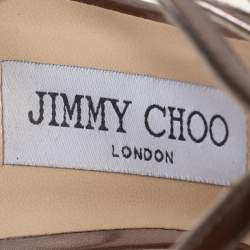 مملوكة مسبقًا Jimmy Choo Metallic Brown Patent Leather Lang Sandals Size 38.5