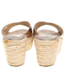 Pre Owned Jimmy Choo Gold Crisscross  Wedge Sandals Size 40.5