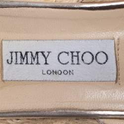 Pre Owned Jimmy Choo Gold Crisscross  Wedge Sandals Size 40.5