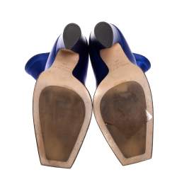 Pre Owned Jimmy Choo Blue Satin Closed Square Toe Boots Size 39