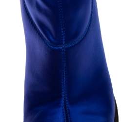 Pre Owned Jimmy Choo Blue Satin Closed Square Toe Boots Size 39