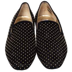Jimmy Choo Black Suede Studded Loafers Size 38