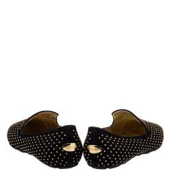 Jimmy Choo Black Suede Studded Loafers Size 38