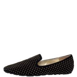 Jimmy Choo Black Suede Studded Loafers Size 38