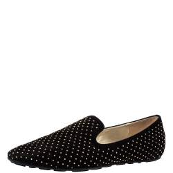 Jimmy Choo Black Suede Studded Loafers Size 38