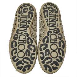 Jimmy Choo Grey Crystal Embellished Suede Weber Ballet Flats Size 38.5