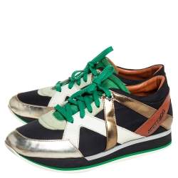 Pre Owned Jimmy Choo Multicolor Suede And Leather Low Top Sneakers Size 40