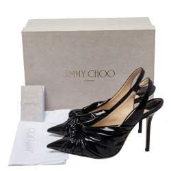 Pre Owned Jimmy Choo Black Patent Leather Annabell Sandals Size  38.5