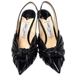 Pre Owned Jimmy Choo Black Patent Leather Annabell Sandals Size  38.5