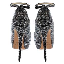 JIMMY CHOO Black Suede Platform Crystals Klerise  Pumps Size 41