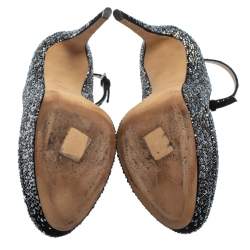 JIMMY CHOO Black Suede Platform Crystals Klerise  Pumps Size 41