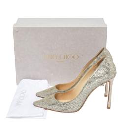 Jimmy Choo Metalic Silver Coarse Glitter Romy Pumps Size 40