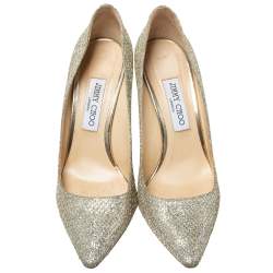 Jimmy Choo Metalic Silver Coarse Glitter Romy Pumps Size 40