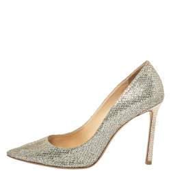 Jimmy Choo Metalic Silver Coarse Glitter Romy Pumps Size 40