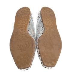 Pre Owned Jimmy Choo Silver Leather Laser Cut Ballet Flats Size 41