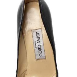 Pre Owned Jimmy Choo Black Leather Cut-Out Pointed Toe Pumps Size 36