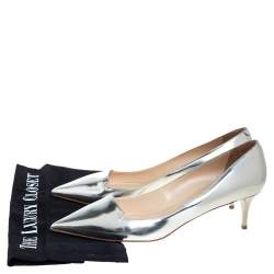 Pre Owned Jimmy Choo Silver Leather Allure Pointed Toe Pumps Size 39