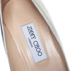 Pre Owned Jimmy Choo Silver Leather Allure Pointed Toe Pumps Size 39