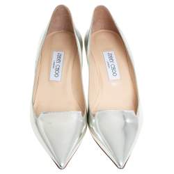 Pre Owned Jimmy Choo Silver Leather Allure Pointed Toe Pumps Size 39