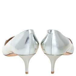 Pre Owned Jimmy Choo Silver Leather Allure Pointed Toe Pumps Size 39
