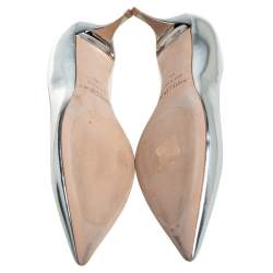 Pre Owned Jimmy Choo Silver Leather Allure Pointed Toe Pumps Size 39