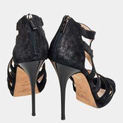 Jimmy Choo Black Suede Strappy Sandals Size 41