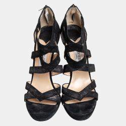 Jimmy Choo Black Suede Strappy Sandals Size 41