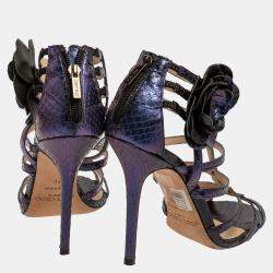 Pre Owned Jimmy Choo Holographic Purple Leather Opulance Gladiator Sandals Size 40