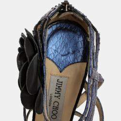 Pre Owned Jimmy Choo Holographic Purple Leather Opulance Gladiator Sandals Size 40