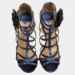 Pre Owned Jimmy Choo Holographic Purple Leather Opulance Gladiator Sandals Size 40