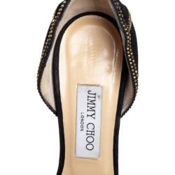 Pre Owned صندل جيمي تشو كالبا سويدي أسود بحزام للكاحل مقاس 39