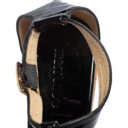 Pre Owned Jimmy Choo Black Patent Leather Cork Wedge Sandals Size 38