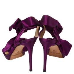 Jimmy Choo Purple Satin Kris Knot Sandals Size 39