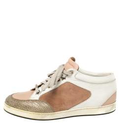 Jimmy Choo Multicolor Suede And Python Trim Miami Low Top Sneakers Size 37